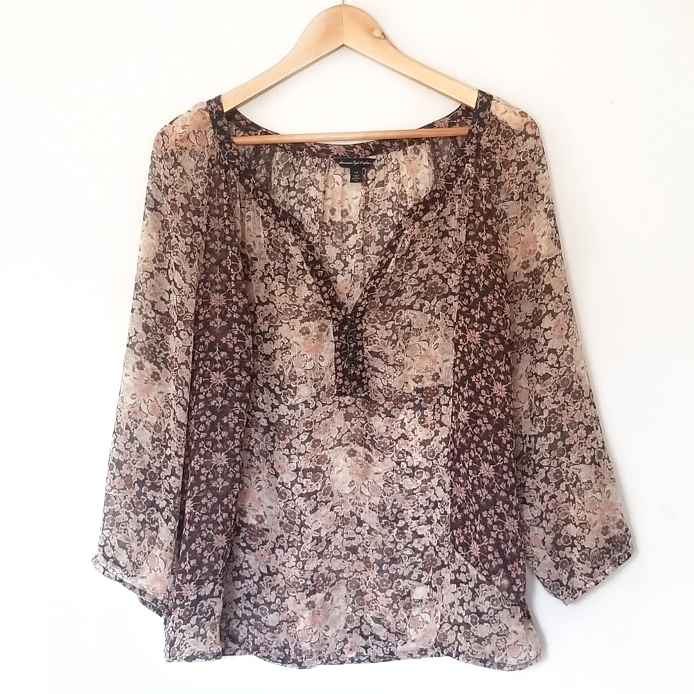 American Eagle | Floral Peasant Blouse